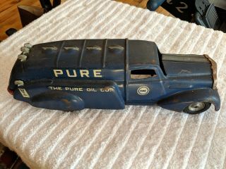 Vtg Metalcraft The Pure Oil Co.  Pressed Steel Tanker Truck With Yale Tires Nr