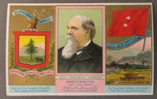 Vermont 1888 Duke N133 State & Territorial Governors Tobacco Card Tri - Fold