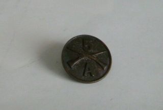 Antique Vintage Ww1 Us Army 5th Infantry Company A Collar Disk