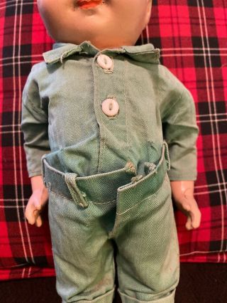 Rare Early Composition Buddy Lee Doll Sanforized Military Uniform 12 1/2” Great 3