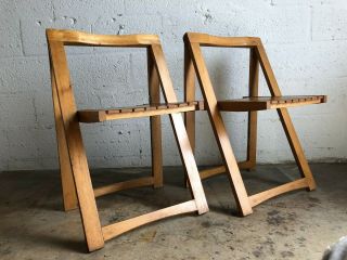 A Pair Vintage Mid Century Modern Danish Style Folding Chairs