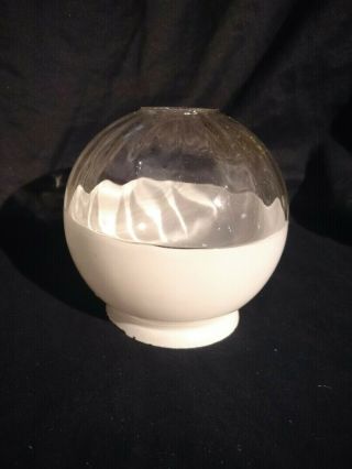 Vintage Milk White Clear Glass Gas Kerosene Oil Parafin Globe Lamp Shade