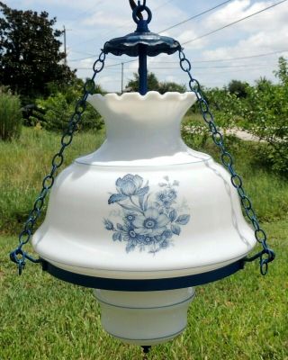 Antique/vtg Blue Gone With The Wind Gwtw Hurricane Hanging Swag Lamp Chandelier