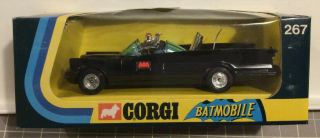 Rare Vintage Batmobile Car Corgi Toy 267 With Badge,  Rockets 1973 Window Box