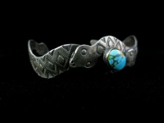 Antique Navajo Bracelet - Snakes - Sterling Silver and Turquoise 3