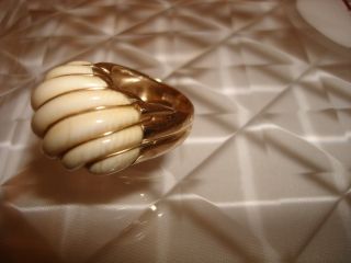 Vintage Huge Collectible Unique 14k Yellow Gold Engraved Stone Maz Ring Size 5.  5