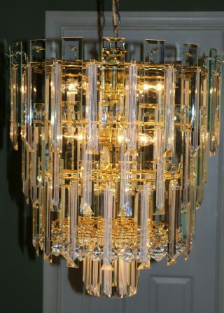 Mid Century Hollywood Regency Waterfall Chandelier Lucite Glass Sciolari Style