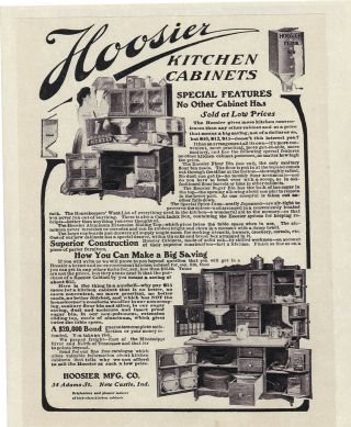 Hoosier Kitchen Cabinets Vintage 1906 With Flour Bin 8x10 " Reprint Ad Antique