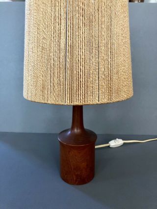 Fog Morup Teak & Jute Table Lamp Danish Mid Century Modern