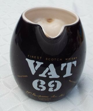Vat 69 Whisky Owl Eye Handle Water Jug / Pitcher By Wade.  16 Fl.  Oz Drink Mancave.