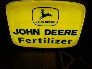 Rare Vintage 1950s John Deere Fertilizer Lighted Sign Old Farm Tractor Gas Oil