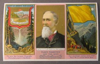 Nevada 1888 Duke N133 State & Territorial Governors Tobacco Card Tri - Fold