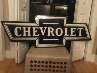 Large Double Sided Chevy Bow Tie Porcelain Sign 58”