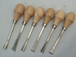 Vintage Set Of Six (6) Wood Carving Tools,  Gouges All Different Unbranded