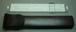 Vintage Teledyne Post Hemmi Bamboo Slide Rule 44ca - 600 W/ Leather Case