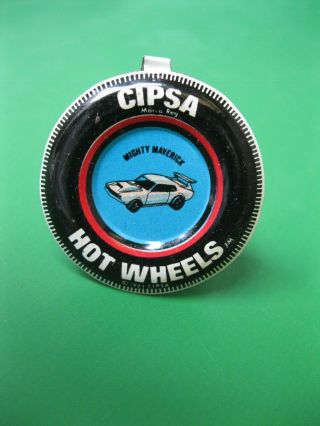 Hot Wheels Redline Cipsa Mighty Maverick Button Badge Tin Mexico 1971
