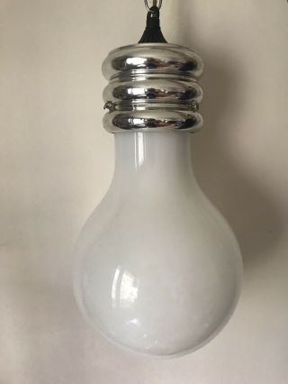 Vintage Mid Century Modern Pop Art Chrome Light Bulb Hanging Pendant Lamp