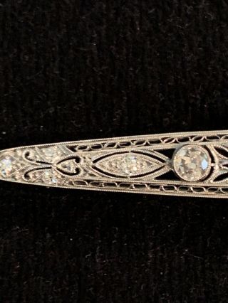 Art Deco Platinum Old European Cut Diamond Brooch Pin 3