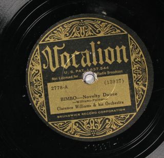 Clarence Williams And His Orchestra Vocalion 2778 V,  Pre War Jazz 78
