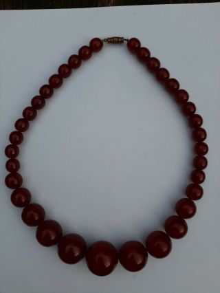 Art Deco Bakelite Cherry Amber Graduated Bead Necklace