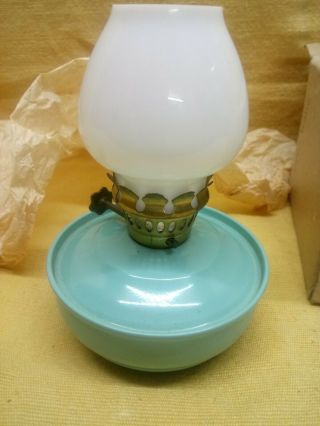 Vintage Kelly Pixie Nursery Oil Lamp Lantern Weighted Base Milk Glass Oil Lamps