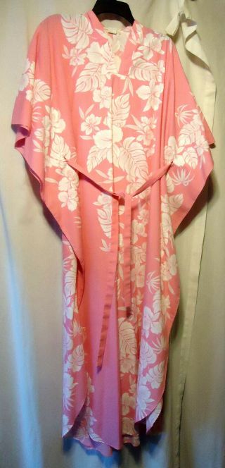 Vintage Helenas Hawaiian Dress Kaftan Pink One Size Muumuu Caftan Wedding