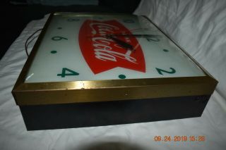 Vintage 1950s Swihart Products Coca Cola Fishtail Light Up Clock 16 