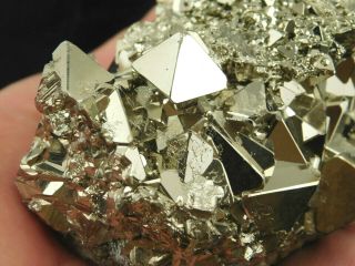 Perfect Pyramid Shaped Tetrahedron Pyrite Crystals In A Big Cluster Peru 361gr