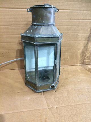 Vintage Brass Gas Oil Lamp,  Wall Mounted.  Electric Converted.