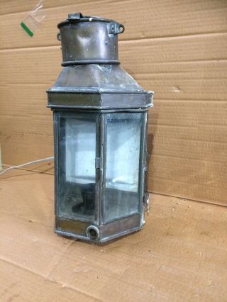 Vintage Brass Gas Oil Lamp,  Wall Mounted.  Electric Converted. 2