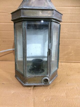 Vintage Brass Gas Oil Lamp,  Wall Mounted.  Electric Converted. 3