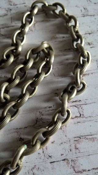 Antique Victorian French Sterling Silver 800 Chain Necklace Châtelaine Charm