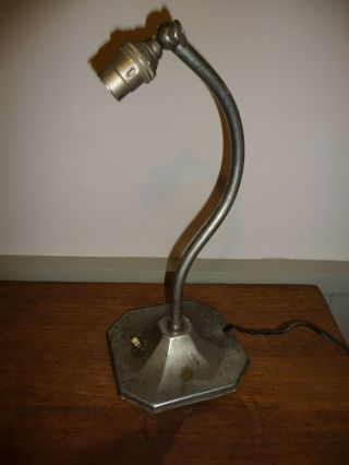 Vintage Art Deco Period Desk Lamp.  Chrome Swan Neck 1930s Era Desk Lamp