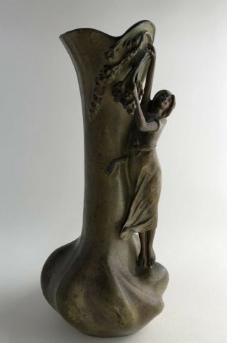A.  De Raudery Art Nouveau Spelter Metal Vase With Bronze Finish