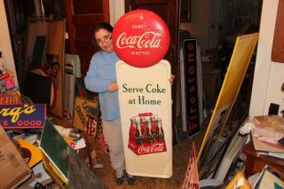 Rare Large Vintage 1948 Coca Cola Soda Pop Gas Station 54 " Metal Sign