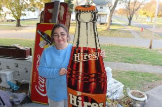 Large Vintage 1950s Hires Root Beer Soda Pop Gas Station 58 