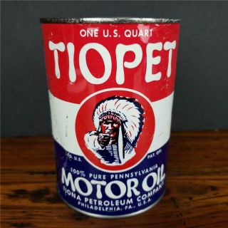 Rare Vintage Graphic Tiopet Motor Oil 1 Qt.  Can Empty Bottom