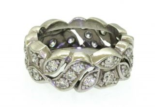 Heavy Art Deco Platinum 1.  20ct Vs1 - F Diamond Band Ring Size 5.  75