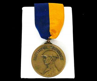 Wwi Us Oregon National Guard Faithful Service Medal With Ribbon