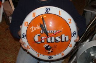 Orange Crush Soda Pop Crushy 16 " Double Bubble Lighted Metal Clock Sign