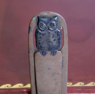 Antique Karl Kipp Roycroft Era Bookmark Copper Sterling Owl Marked Arts Crafts