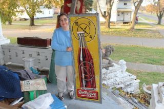 Large Vintage C.  1940 Dr Pepper Soda Pop Gas Station 54 " Embossed Metal Sign