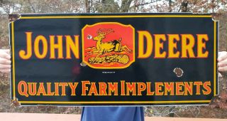 Large Vintage 1934 John Deere Farm Implement Porcelain Tractor Sign