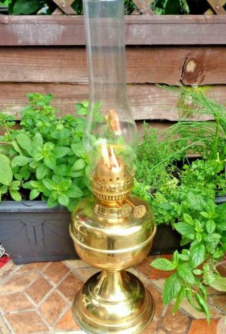 Duplex Brass Oil Lamp With Glass Chimney Approx 20 " High Order