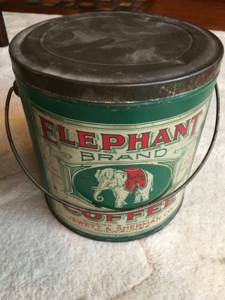 Vintage Elephant Brand Coffee Tin - 4 Lb.  Jewett & Sherman Co Milwaukee