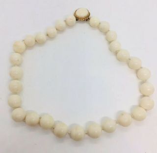 Vintage Angel Skin Coral 14k Yellow Gold Clasp Beaded Necklace 14mm 2