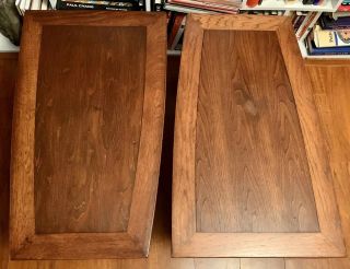 2 Mid Century Side End Table Nightstand Arts & Crafts Wood Danish Mission Pair