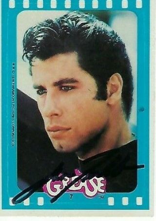 John Tavolta Hand Signed 1978 Topps " Grease " Blue Sticker 7 - Danny Zuko