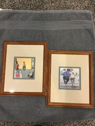 Norman Rockwell “the Runaway” & “waiting For The Vet” Framed Prints Vintage Art