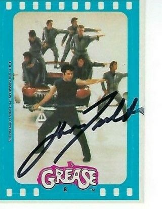 John Tavolta Hand Signed 1978 Topps " Grease " Blue Sticker 8 Danny Zuko
